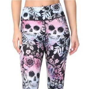 Evolution and Creation Sofia Sugar Skulls floral crop athletic leggings Size S